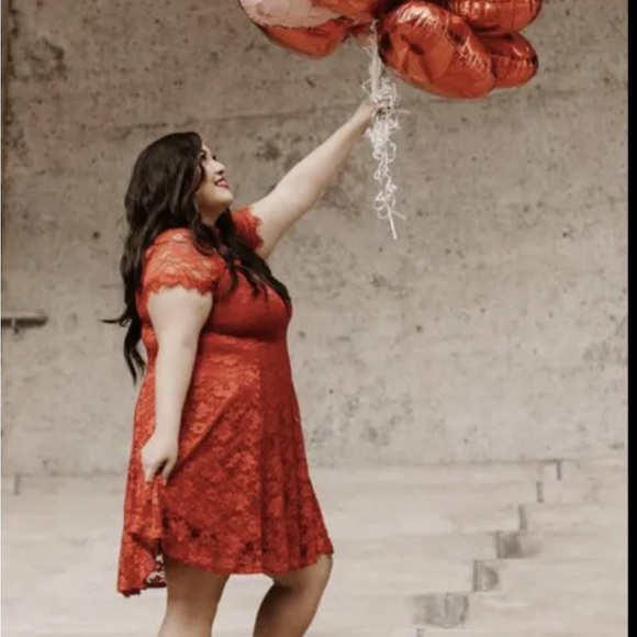 Torrid 2X Red Lace High Neck Date Night Peep Hole Skater Mini Dress NWT - Picture 1 of 7